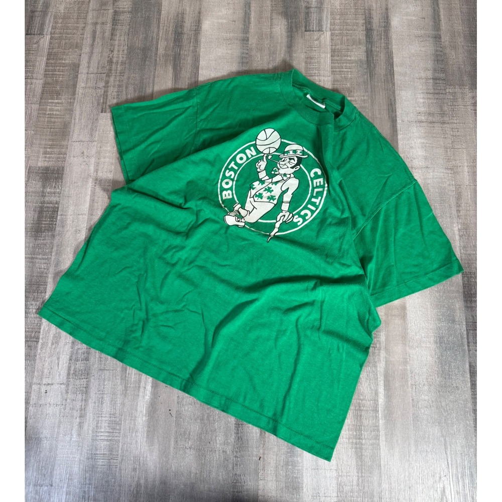 Vintage Boston Celtics T Shirt XL Green Stedman Single Stitch NBA Basketball USA